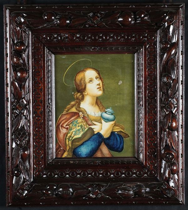 Piastrella Molaroni con raffigurazione della Maddalena