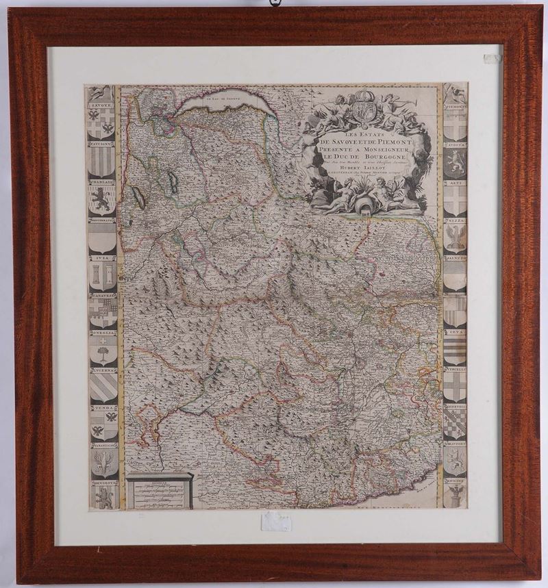 Jaillot-Mortier, 1700 circa Carta geografica del Piemonte e Savoia  - Asta Antiquariato e Dipinti Antichi - II - Cambi Casa d'Aste