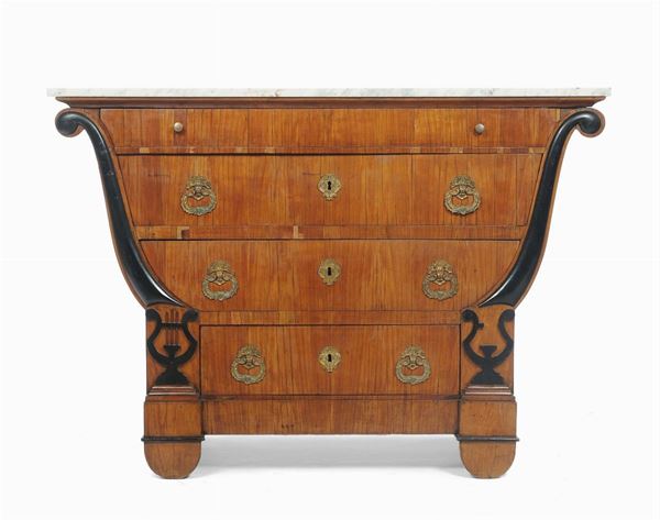 Cassettone Impero con piano in marmo, XIX secolo