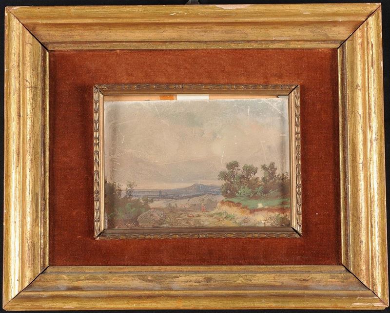 Anonimo del XIX secolo Paesaggio con figura  - Asta Antiquariato e Dipinti Antichi - II - Cambi Casa d'Aste