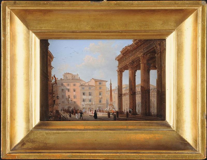 Anonimo del XIX Secolo Veduta del Pantheon  - Asta Antiquariato e Dipinti Antichi - II - Cambi Casa d'Aste