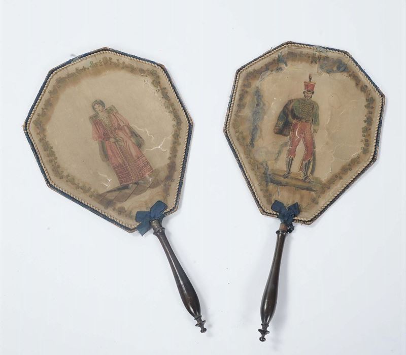 Coppia di ventagli di forma ottagonale  - Auction Antique and Old Masters - II - Cambi Casa d'Aste