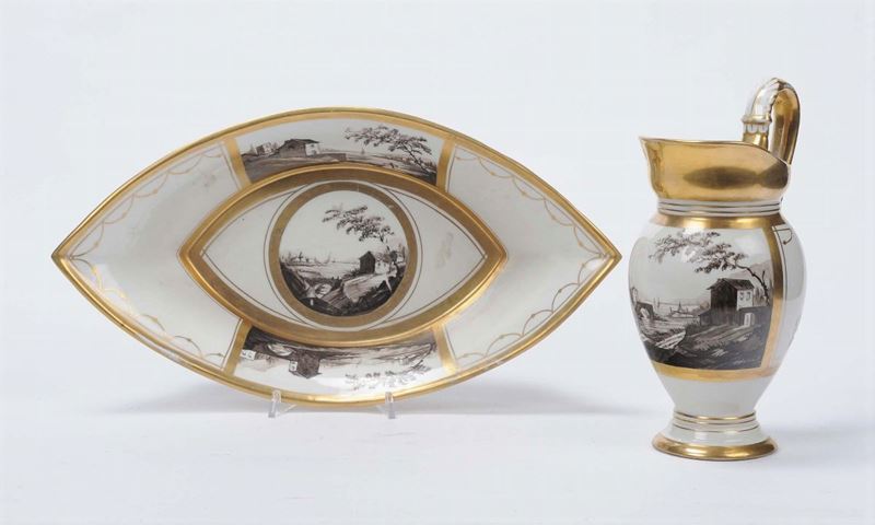 Catino e brocca porcellana, XIX secolo  - Asta Antiquariato e Dipinti Antichi - II - Cambi Casa d'Aste