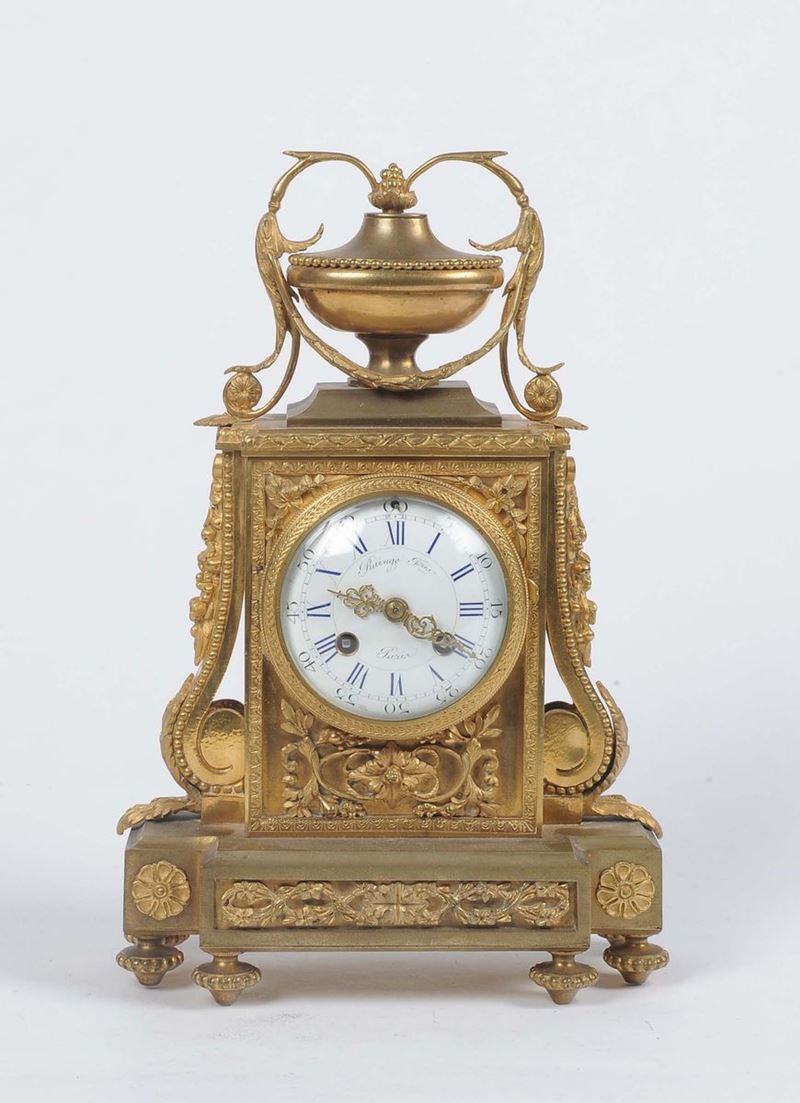 Pendola da tavolo in bronzo dorato, Francia XIX secolo  - Auction Antique and Old Masters - II - Cambi Casa d'Aste