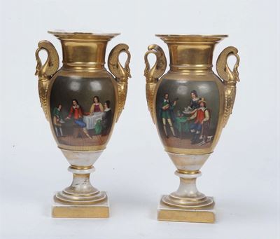 Coppia di Vasi in Porcellana, Fine XIX Secolo