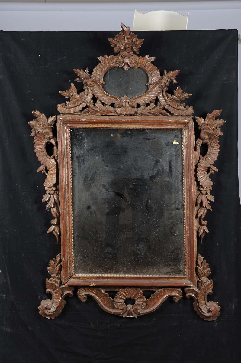 Specchiera in legno intagliato, XIX Secolo  - Asta Antiquariato e Dipinti Antichi - II - Cambi Casa d'Aste