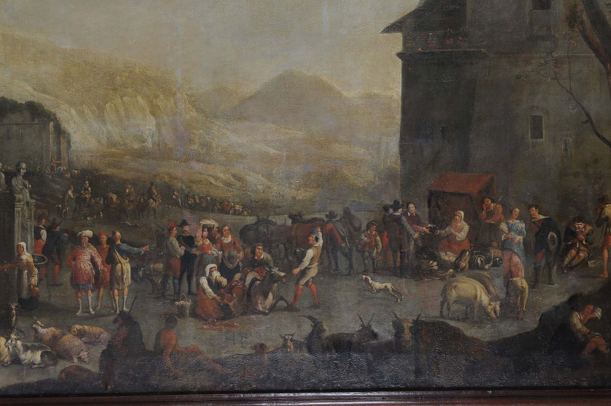 Peeter Van Breadel (anversa 1629-1719)scena di Mercato