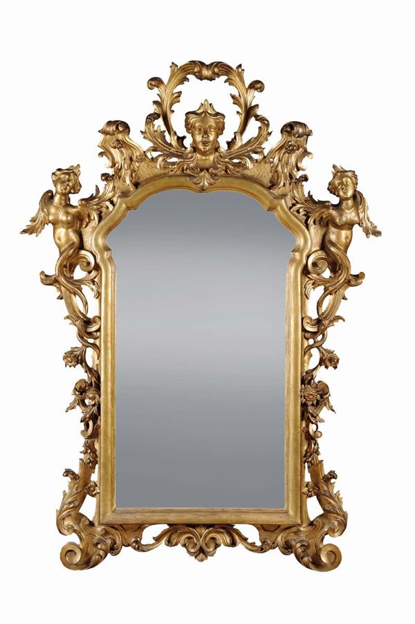 Specchiera in legno intagliato e dorato, Venezia XVIII secolo