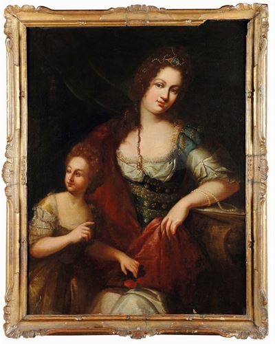 Scuola del XVIII Secoloritratto Femminile con Giovane