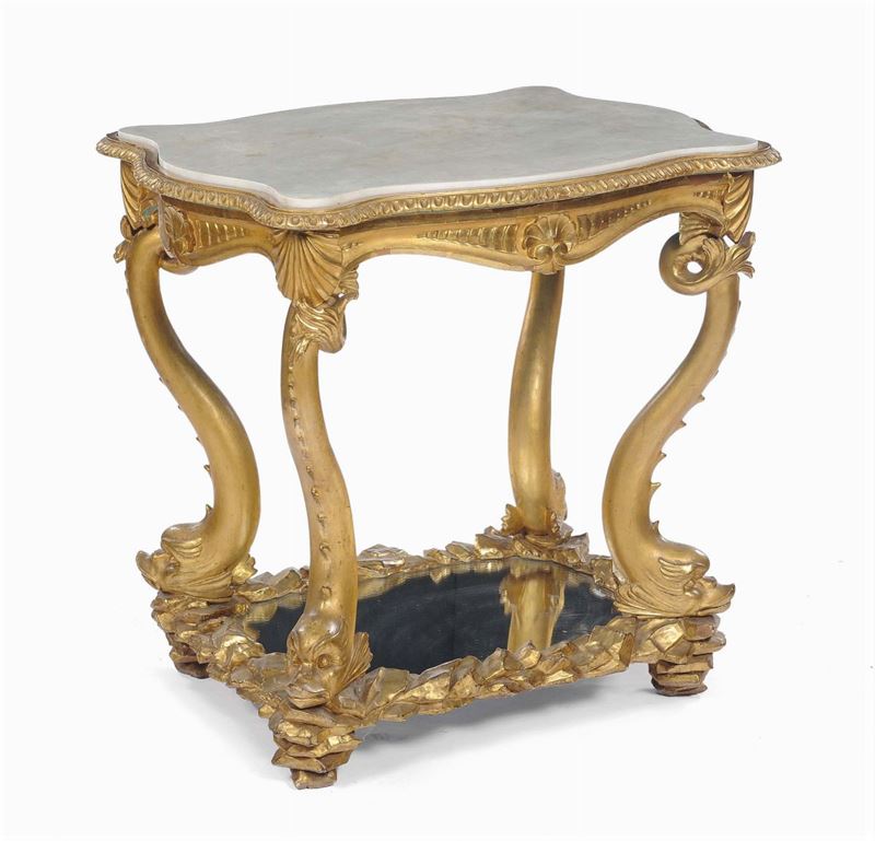 Tavolino da centro Luigi XV in legno intagliato e dorato, XIX secolo  - Auction Antique and Old Masters - II - Cambi Casa d'Aste