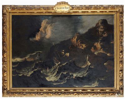Salvator Rosa (1615-1673), Attribuito Anaufragio di Veliero in Tempesta
