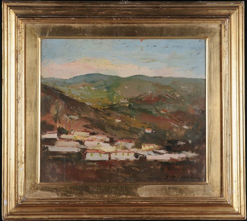 Giovanni Bartolena (1866-1942) Paese della montagna pistoiese  - Auction An important Genoese Heritage - I - Cambi Casa d'Aste