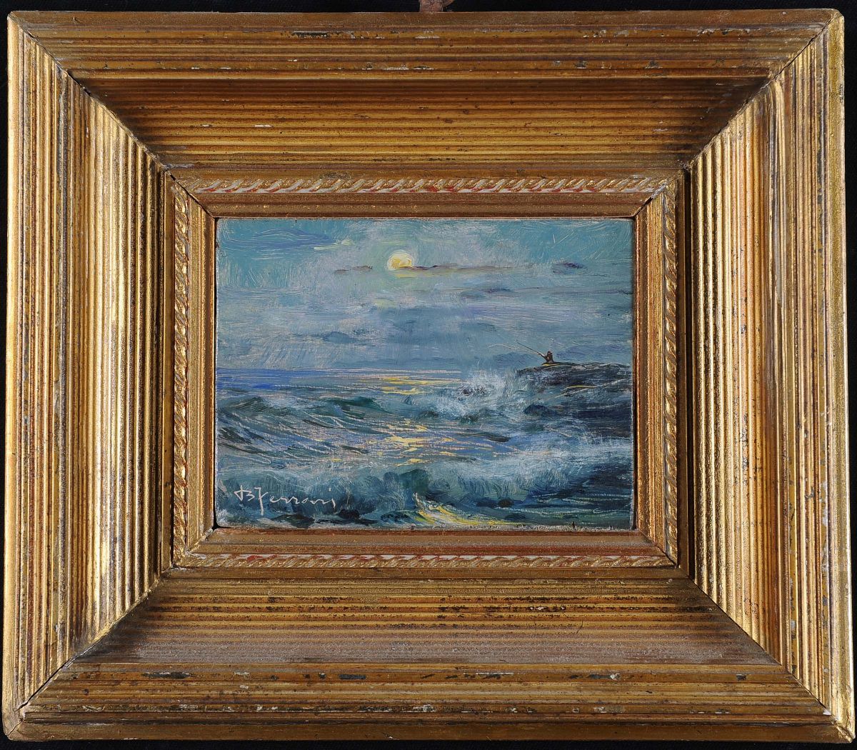 Berto Ferrari (1887-1965)pescatore al Chiaro di Luna