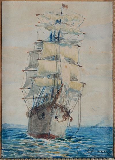 Berto Ferrari (1887-1965)veliero Presso il Porto, 1930