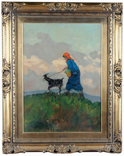 Renato Natali (1883-1979)pastorella con Capra