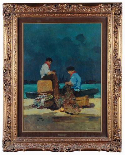 Renato Natali (1883-1979)pescatori Cuciono Reti