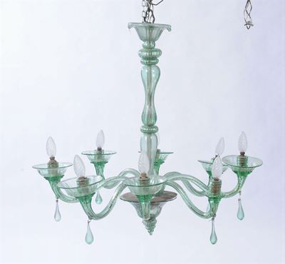 Lampadario in Vetro di Murano a Otto Luci