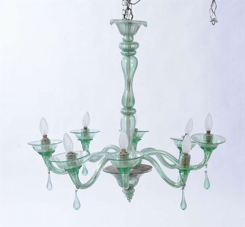 Lampadario in vetro di Murano a otto luci  - Auction An important Genoese Heritage - I - Cambi Casa d'Aste