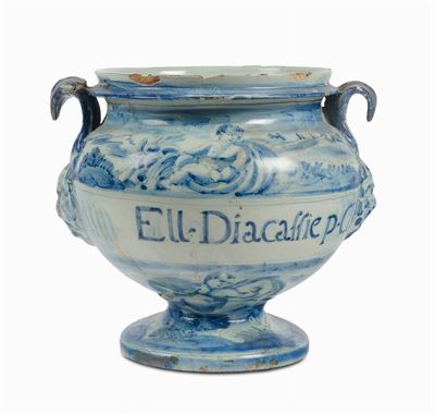 Vaso da Farmacia in Maiolica, Savona XVIII Secolo