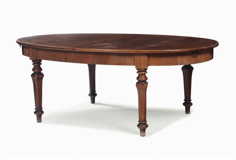 Tavolo da pranzo ovale in noce, XIX secolo  - Auction An important Genoese Heritage - I - Cambi Casa d'Aste
