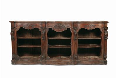 Libreria Bassa in Legno Scolpito, XIX Secolo