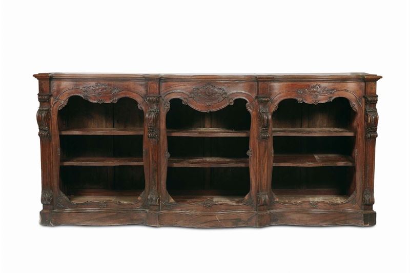 Libreria bassa in legno scolpito, XIX secolo  - Auction An important Genoese Heritage - I - Cambi Casa d'Aste