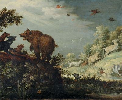 Roelant Savery (1576/78-1639)paesaggio con Orso