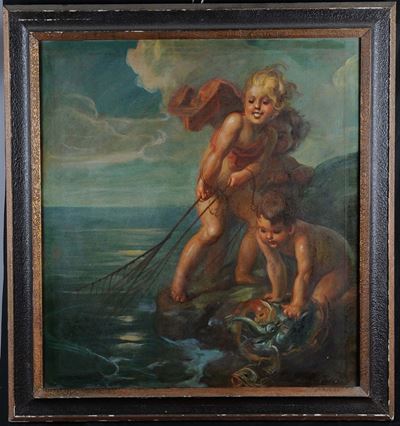 Mattia Traverso (1885-1956)putti alla Pesca