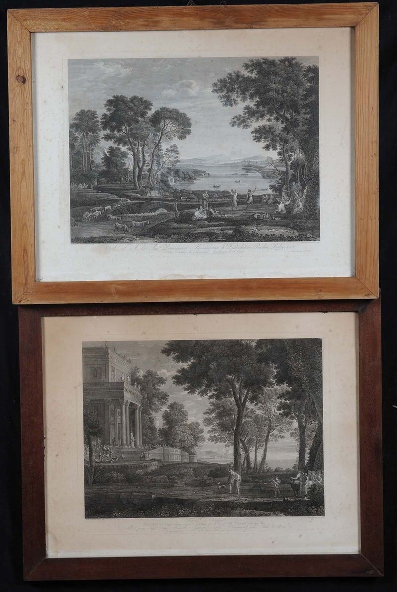 Coppia di stampe di Pietro Parboni con paesaggi  - Asta Eredità Emilio Bruzzone - I - Cambi Casa d'Aste