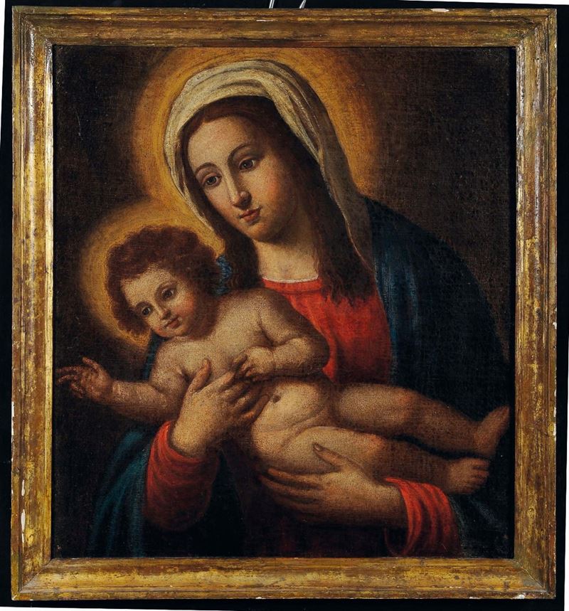 Scuola del XVIII secolo Madonna con Bambino  - Asta Eredità Emilio Bruzzone - I - Cambi Casa d'Aste