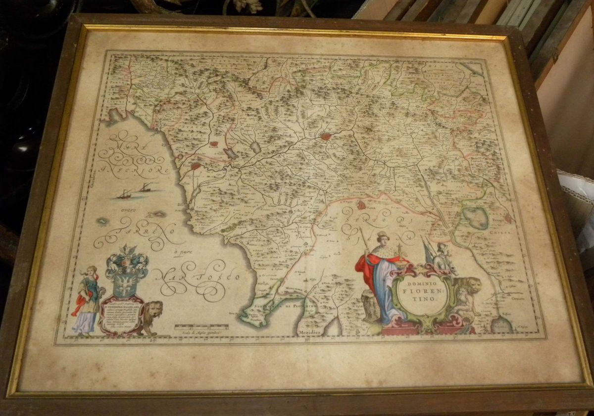 Lotto di Stampe Acquerellate con Carte Geografiche