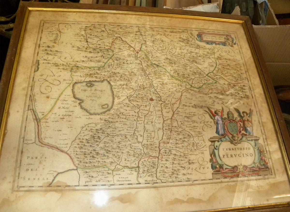 Lotto di Stampe Acquerellate con Carte Geografiche