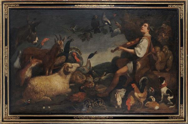 Jan Roos (Anversa 1591 - Genova 1638) Orfeo incanta gli animali