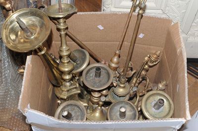 Lotto di Lucerne, Candelieri e Appliques in Bronzo Dorato