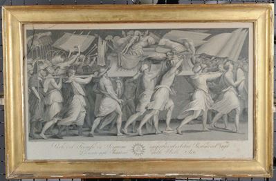 Stampa in Cornice Dorata Raffigurante Parte del Trionfo di Scipione