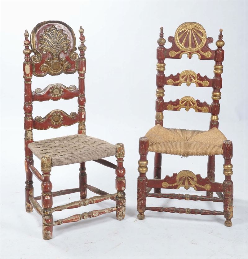 Due sedie Sant’Anna, XVIII secolo  - Auction Antique and Old Masters - II - Cambi Casa d'Aste