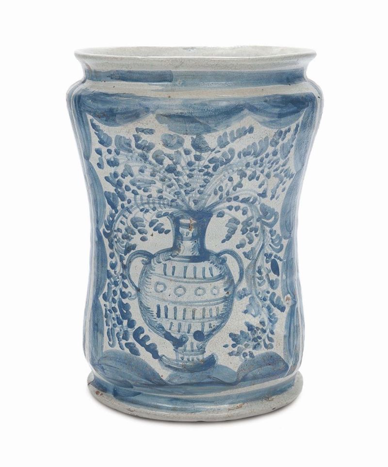 Albarello in maiolica raffigurante vaso con fiori, fabbriche La Terza  - Auction Antique and Old Masters - II - Cambi Casa d'Aste