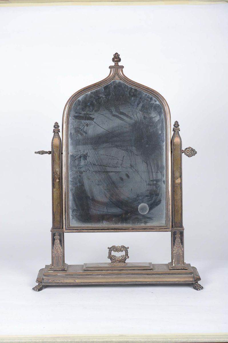 Psiche da tavolo in metallo argentato, XIX secolo  - Auction Antique and Old Masters - II - Cambi Casa d'Aste