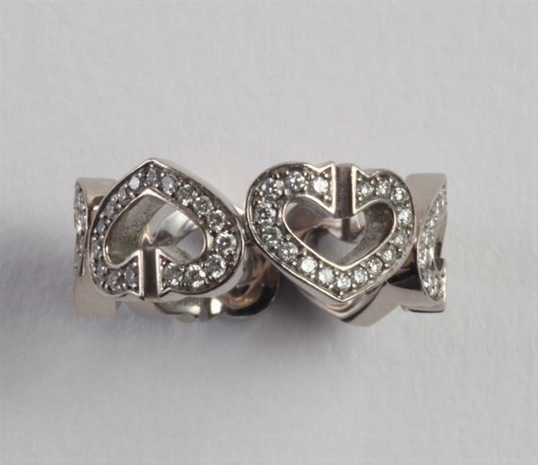 Cartier, anello cuori con diamanti