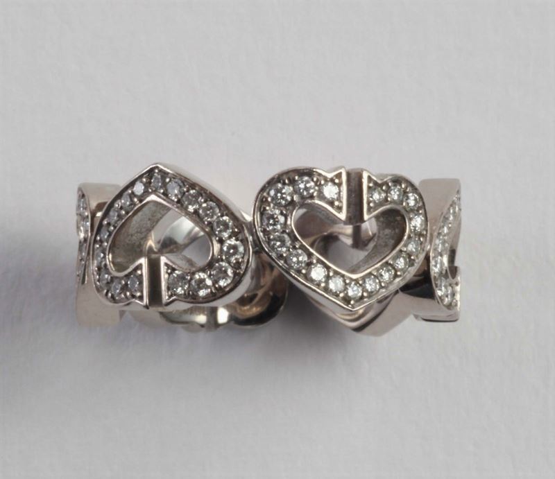 Cartier, anello cuori con diamanti  - Asta Argenti e Gioielli Antichi e Contemporanei - Cambi Casa d'Aste