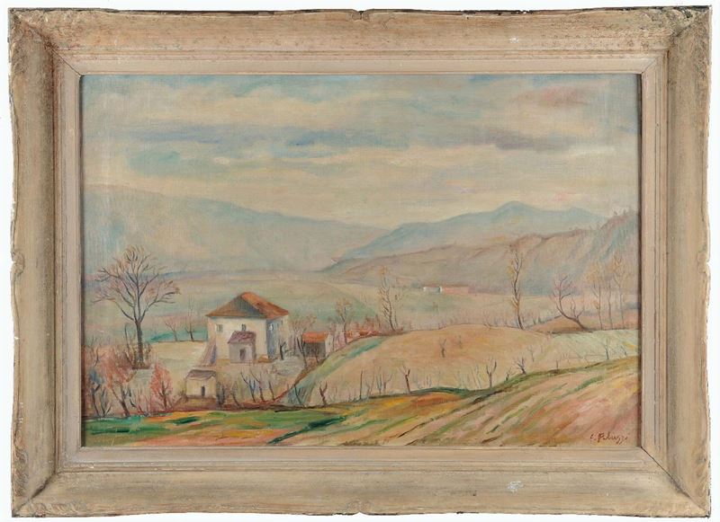 Eso Peluzzi (1894-1985) Paesaggio campestre  - Asta Dipinti del XIX e XX secolo - Cambi Casa d'Aste