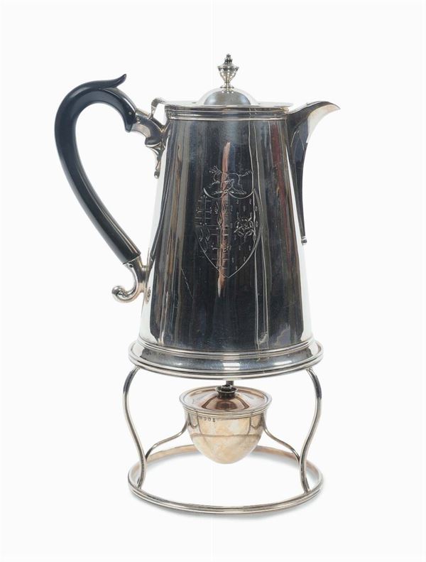 Caffettiera in argento con scaldino Londra 1785