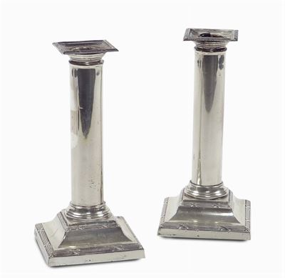 Coppia di Candelieri in Argento a Colonna Città di Sheffield 1903
