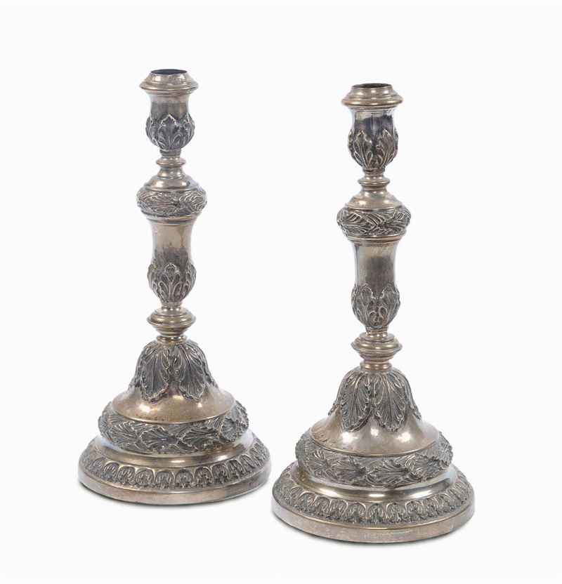 Coppia di candelieri in argento, Genova  - Asta Antiquariato e Dipinti Antichi - II - Cambi Casa d'Aste