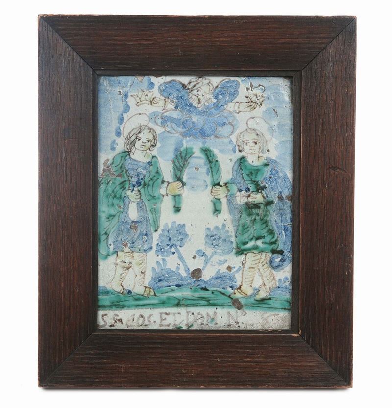 Placca in maiolica, Spagna XVII secolo  - Auction Antique and Old Masters - II - Cambi Casa d'Aste