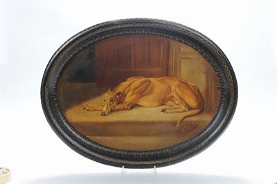 Vassoio Ovale in Papier-mache, Inghilterra 1860 Circa