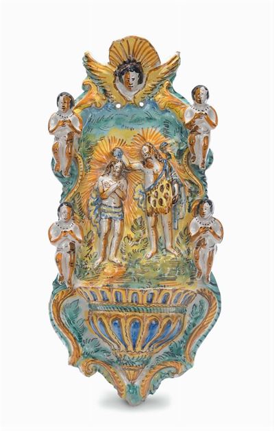Acquasantiera in Maiolica, Campania XVIII Secolo