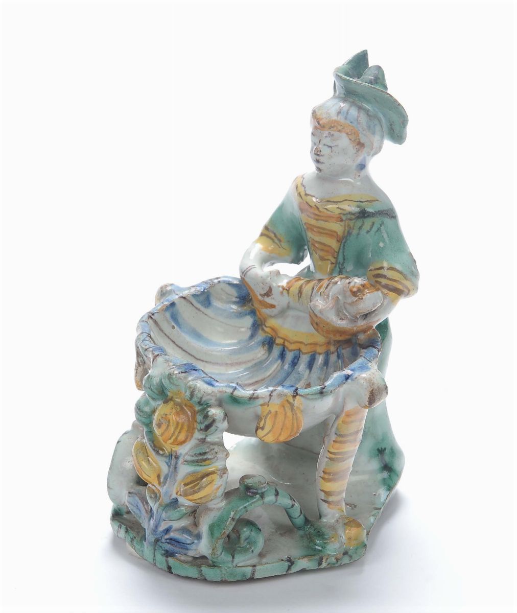 Saliera Antropomorfa in Maiolica, San Quirico D’orcia, XVII Secolo