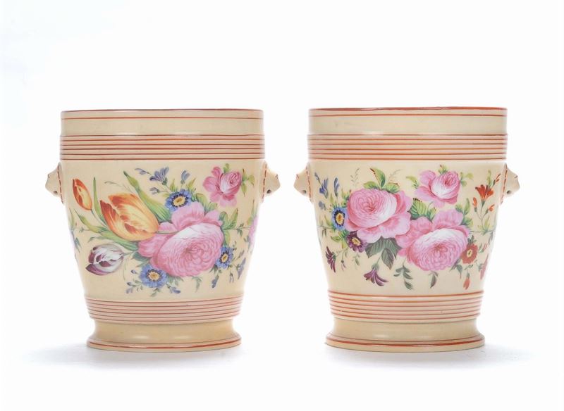 Coppia di cachepot in porcellana Luigi Filippo, Francia 1850  - Asta Antiquariato e Dipinti Antichi - II - Cambi Casa d'Aste