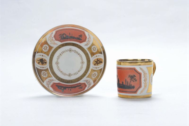Tazzina e piattino in porcellana, Parigi 1840  - Asta Antiquariato e Dipinti Antichi - II - Cambi Casa d'Aste